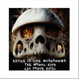 mushrooms skull Posters and Art